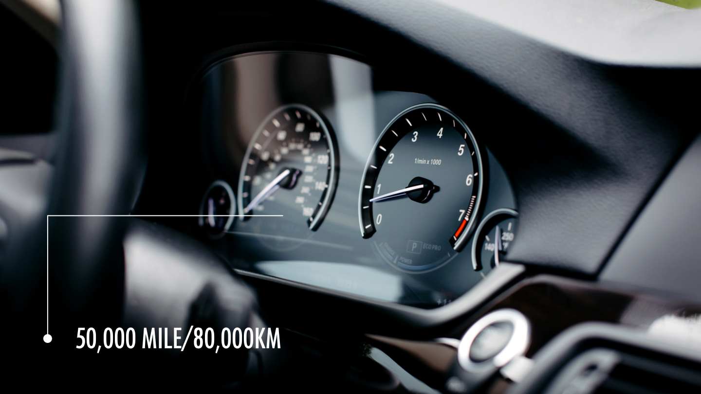 Inspect shocks and struts every 50,000 miles.