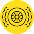 Unbalanced wheels or tires icon.