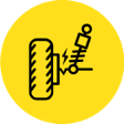 Worn or damaged suspension or steering components icon.