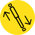 Mounting orientation of shock absorbers icon.